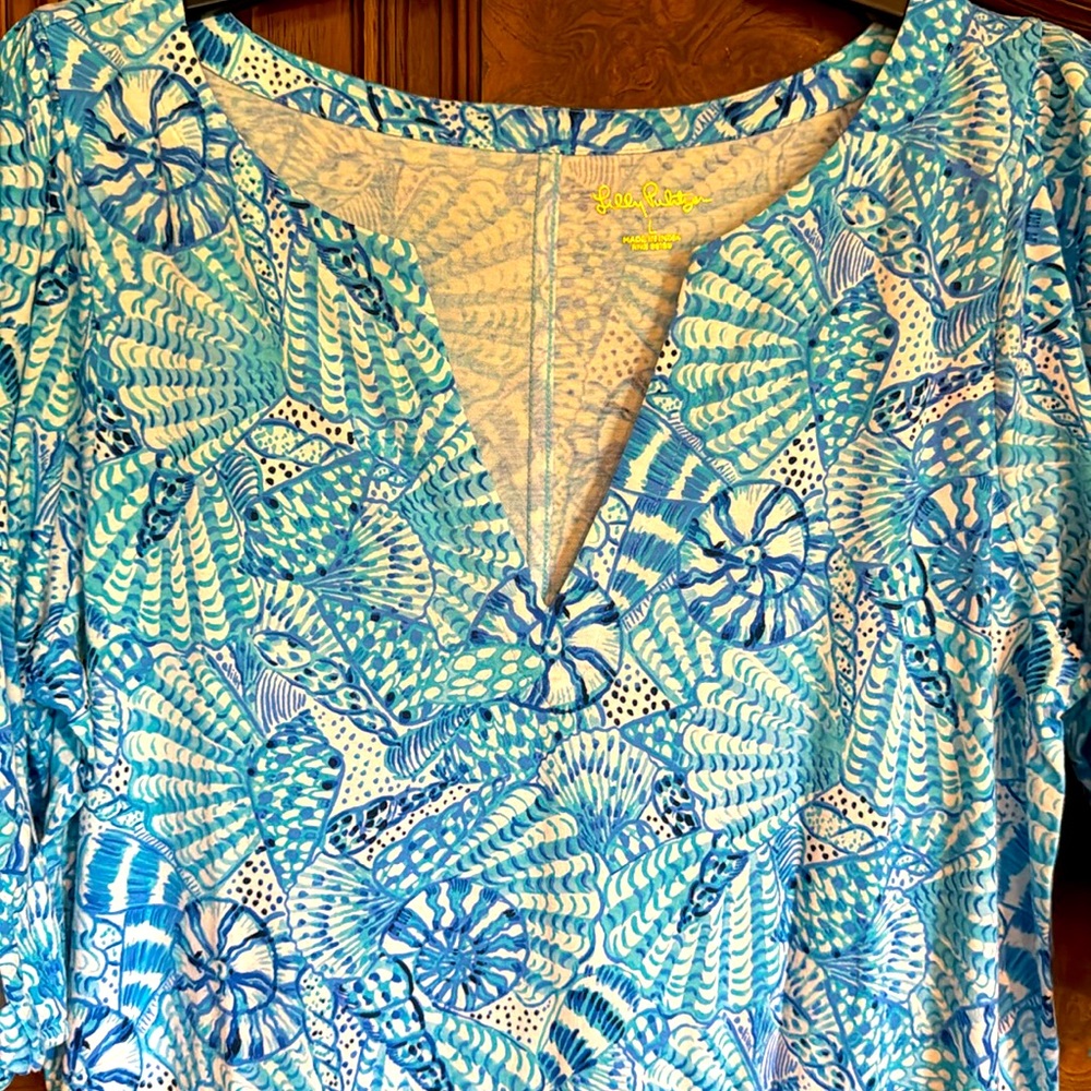 Lilly Pulitzer Easley T-Shirt Dress Amalfi Blue By The Seashore NWOT - Picture 4 of 6